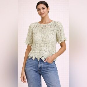 NWT Willow & Root Light Green Crochet Blouse